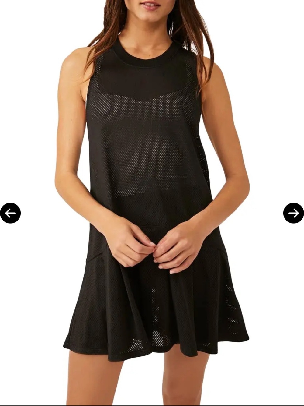 Free People Movement Courtside Mesh Pleated Mini Dress Black Size Large